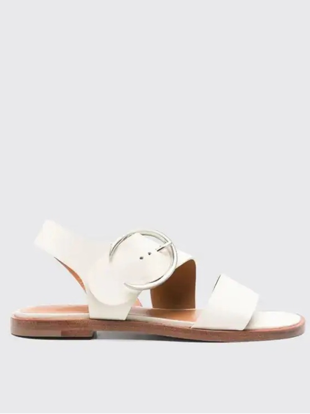 Clergerie Paris Flat Sandal White Buckle Detail- ILONA MSRP $547